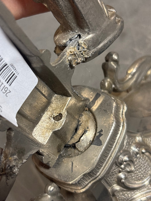 MEDIUM STANDING METAL CRUCIFIX WITH HOLY FAMILY - AS FOUND