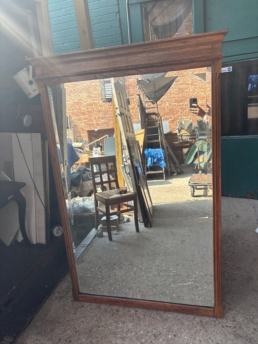 19TH CENTURY OAK PEGGED  BEVELED MIRROR