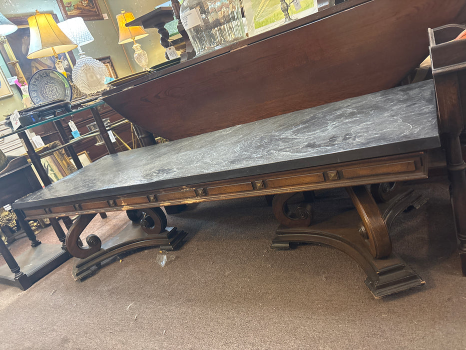 LARGE SLATE TOP LOW COFFEE TABLE