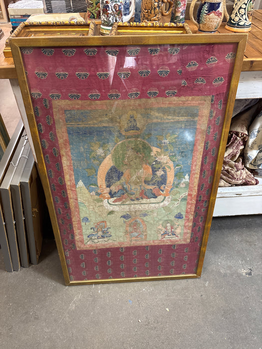 LARGE 18TH CENTURY RED TIBETAN THANGKA