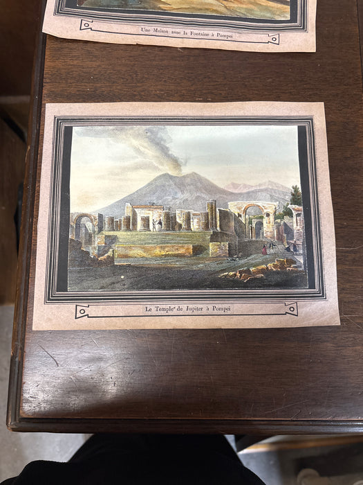 COLORFUL ARCHITECTURAL PRINT "LE TEMPLE DE JUPITER A POMPEI"
