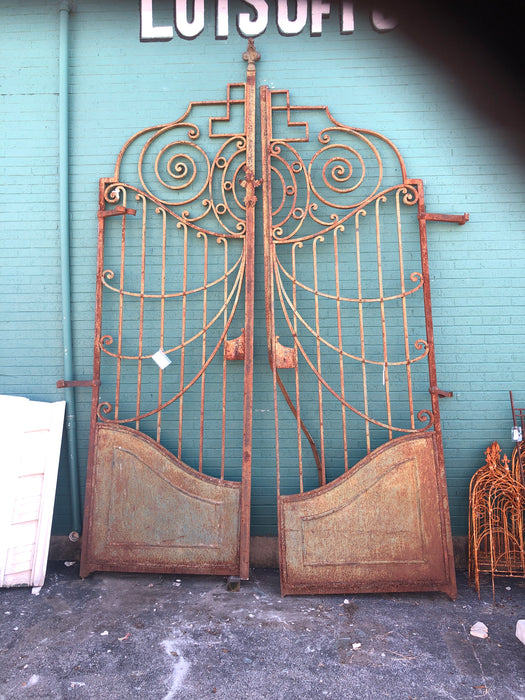 PAIR OF HUGE WROUGHT IRON GATES
