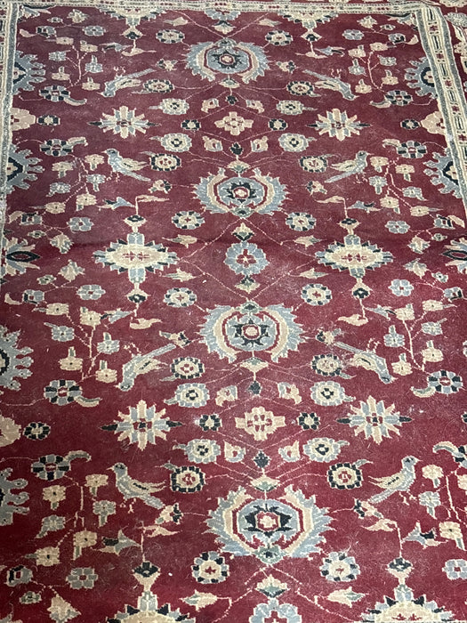 RED, BLUE AND GREEN HANDWOVEN RUG - AS FOUND