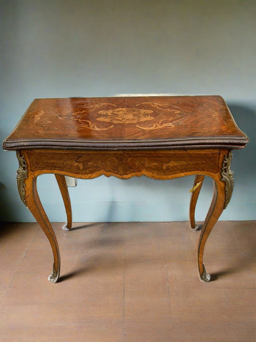 LOUIS XV STYLE FLIP TOP INLAID GAME TABLE