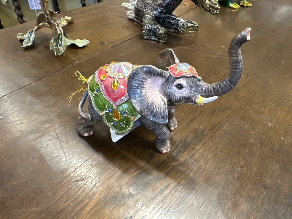 SMALL ENAMELED AND JEWELED ELEPHANT BOX