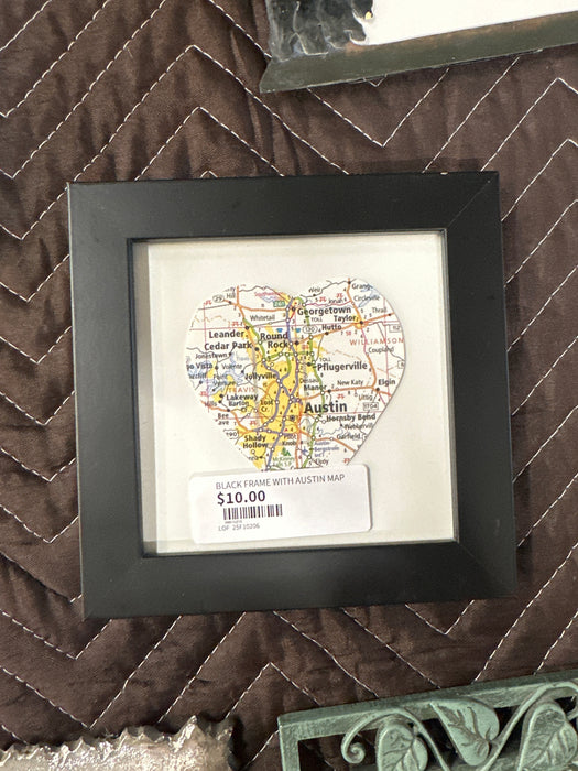 BLACK FRAME WITH AUSTIN MAP
