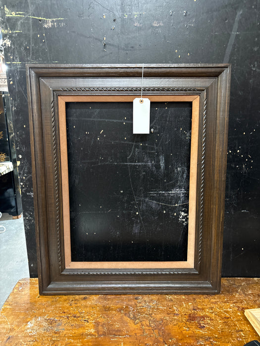 LARGE BROWN WOOD FRAME WITH LIGHT BROWN FILET