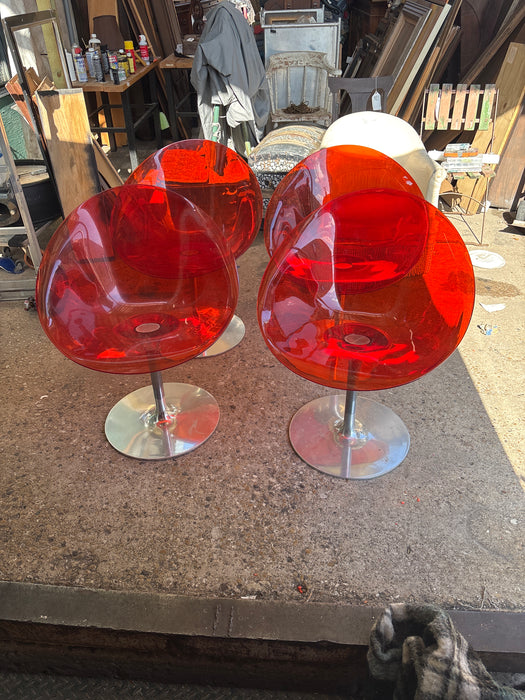 SET OF 4 ORANGE ACRYLIC CHAIRS