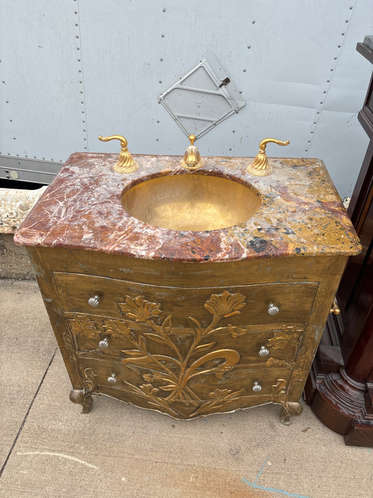 MARBLE TOP SINK BASIN