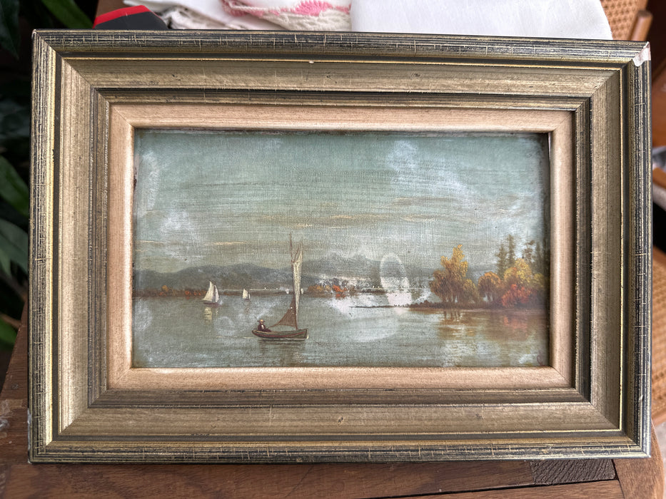 SMALL OIL PAINTING OF SAILBOATS