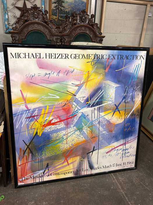 LARGE VINTAGE GEOMETIC MUESEUM PRINT SIGNED BY MICHAEL HEIZER