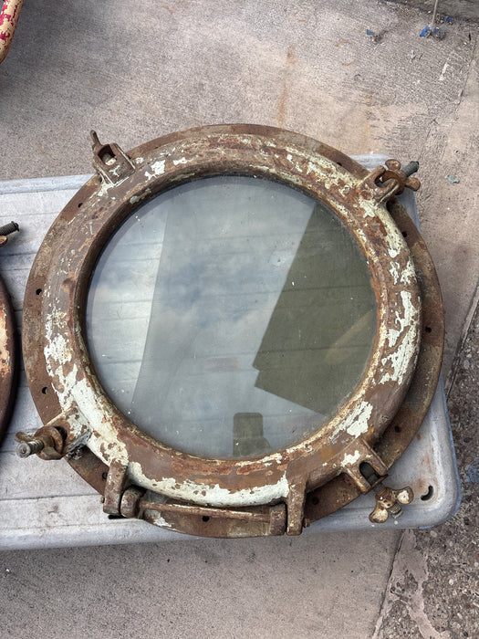 ANTIQUE CAST IRON SHIP PORT HOLES 1 EACH OF 2