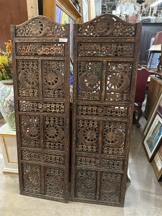 PAIR OF HANGING CARVED SCREEN PANELS