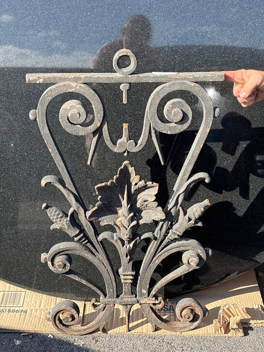 SCROLLED HEAVY CAST IRON PANEL WITH LEAF