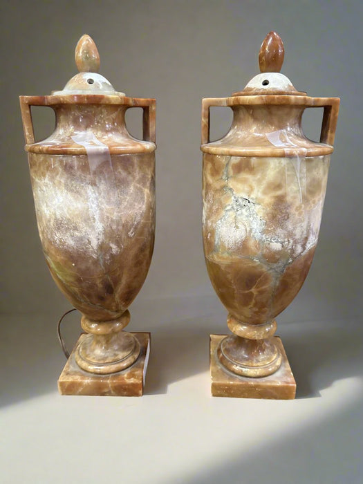 PAIR OF AS IS ALABASTER LIGHTS