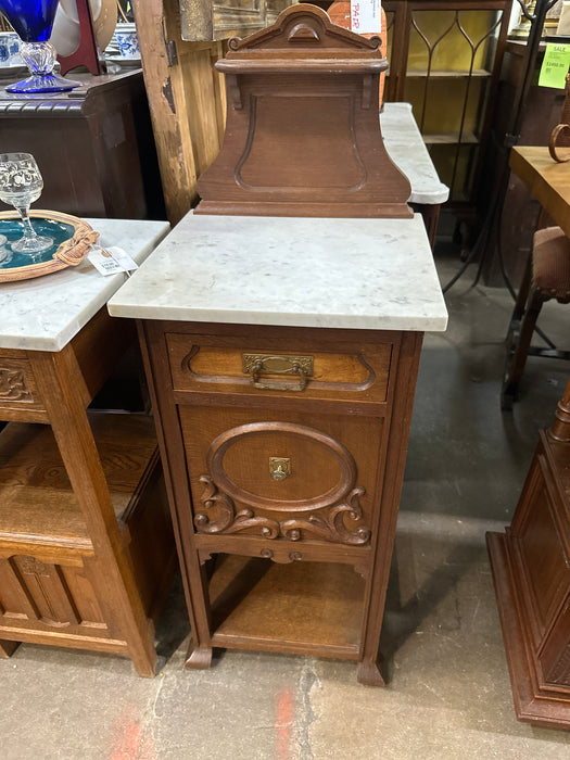 GOTHIC WHITE MARBLE TOP NIGHT STAND