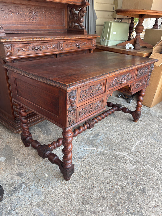 LOUIS XIII CARVED BARLEY TWIST OAK DESK