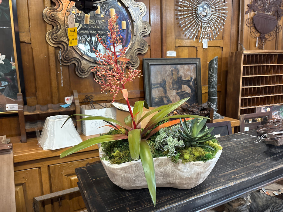 FAUX SUCCULENT PLANT WITH WOOD POT