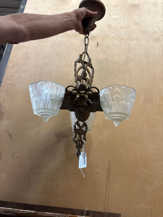 3 LIGHT ART DECO CHANDELIER
