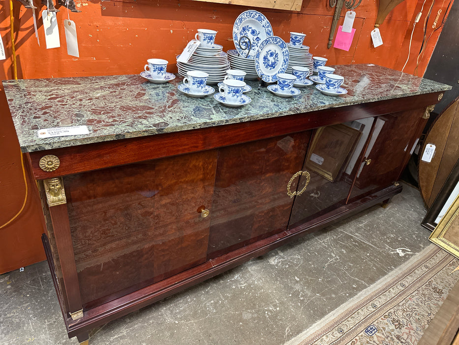 GREEN MARBLE TOP EMPIRE SIDEBOARD