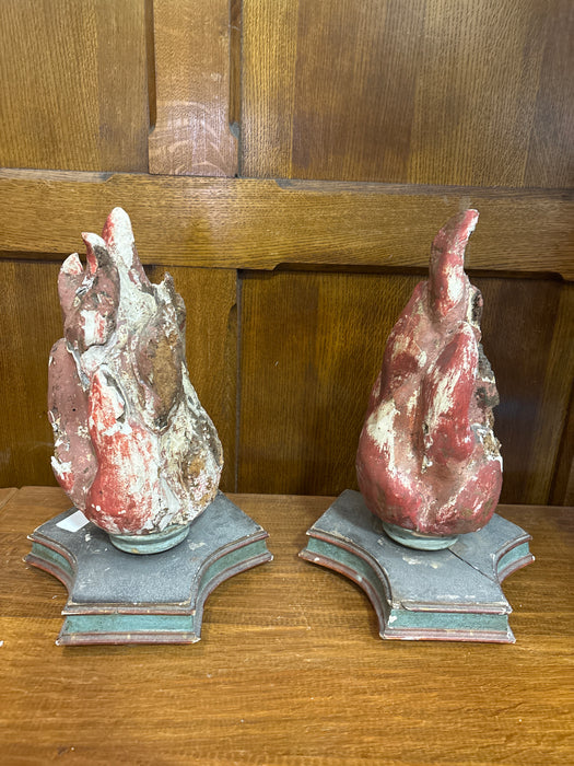 PAIR 16TH CENTURY WOOD FLAMES