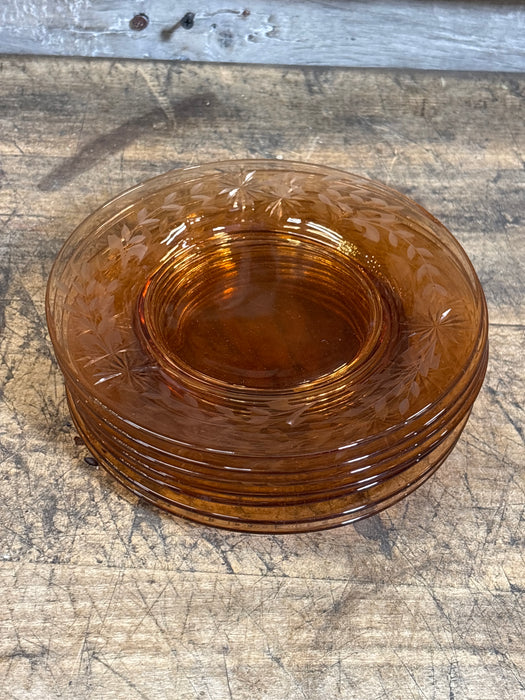 SET OF 8 AMBER PLATES