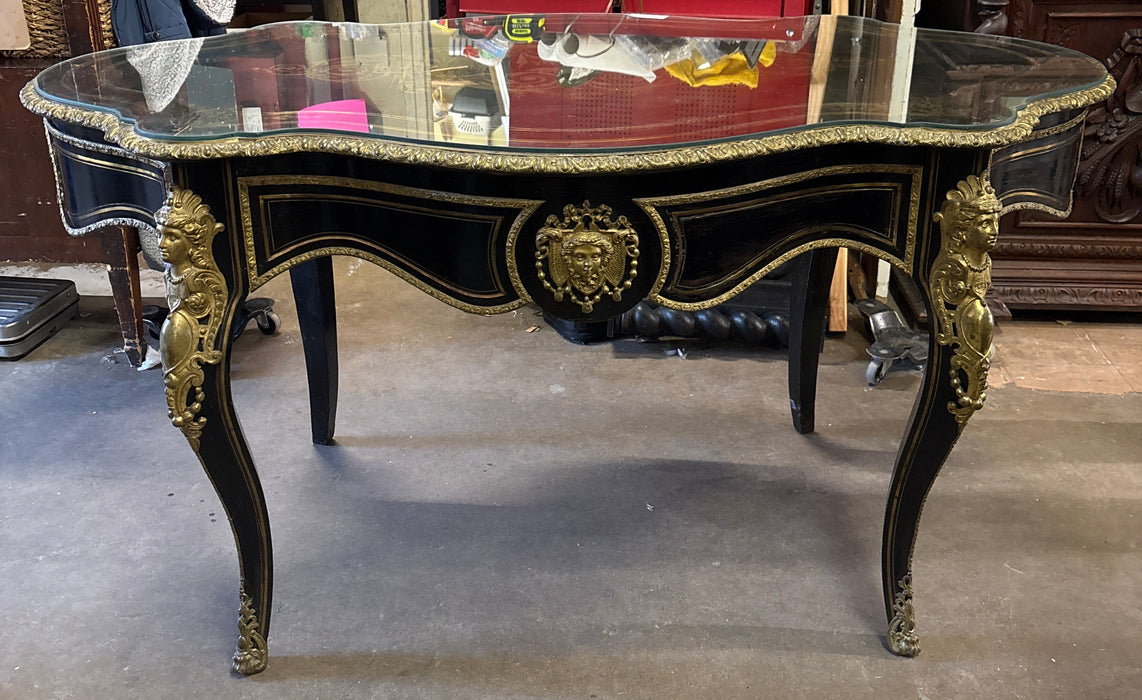 FRENCH NAPOLEONIC EBONIZED ORMOLU WRITING DESK WITH DRAWER