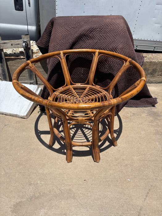 5 PIECE RATTAN TABLE AND CHAIRS WITH GLASS TOP