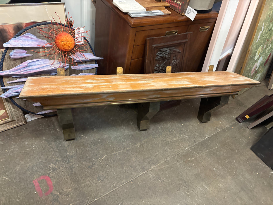 LONG SHELF WITH 3 BRASS SUPPORTS