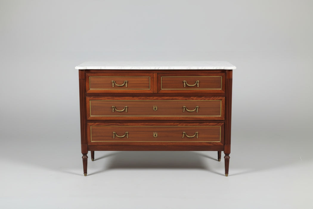LOUIS XVI MARBLE TOP 3 DRAWER CHEST