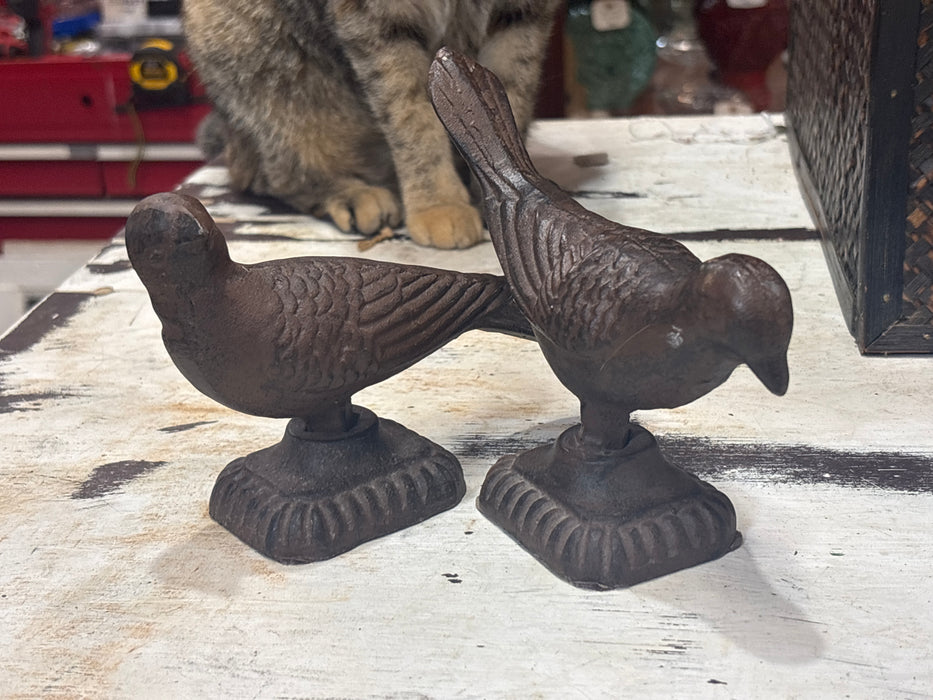 PAIR OF IRON BIRD FIGURES
