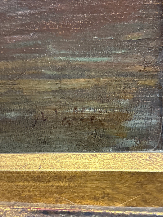 GOLD FRAMED CATHEDRAL OIL PAINTING - SIGNED MATTEI
