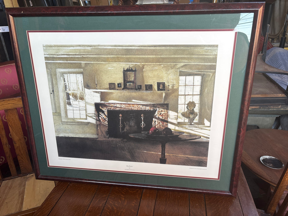 LARGE FRAMED PRINT OF “BIG ROOM” BY ANDREW WYETH