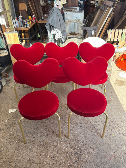 SET OF 5 RED HEART CHAIRS