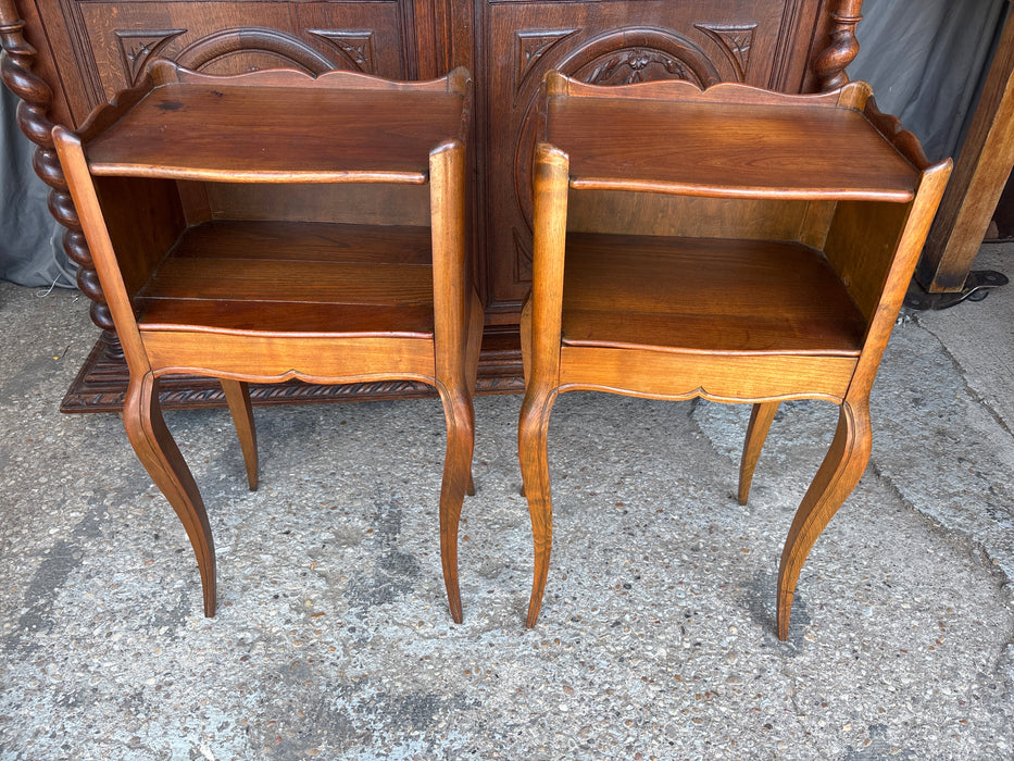 PAIR OF LOUIS XV CHERRY SIDE CABINETS WITH HIDDEN DRAWER