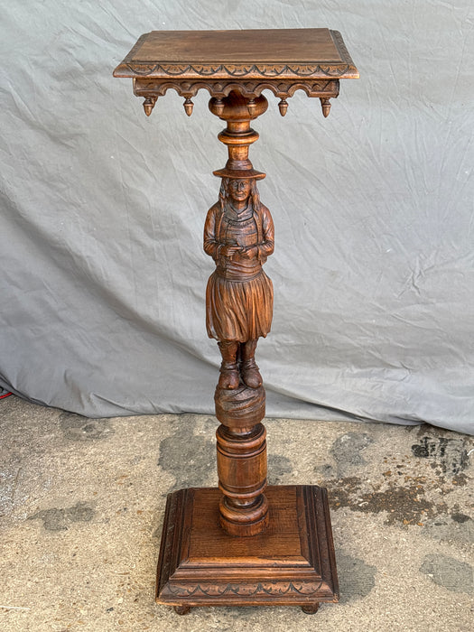 FRENCH BRETON FIGURAL OAK PEDESTAL