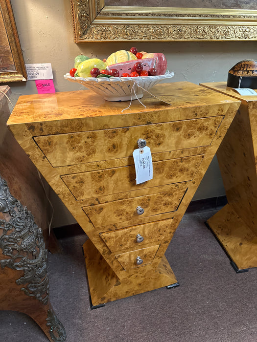 ART DECO V SHAPE BIRD'S EYE MAPLE CHEST-EACH