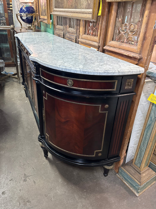 LOUIS XVI DARK MAHOGANY 4 DRAWER CURVED ENDS SIDEBOARD