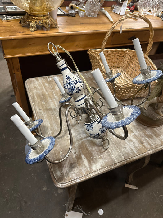 PORCELAIN AND NICKLE SMALL CHANDELIER