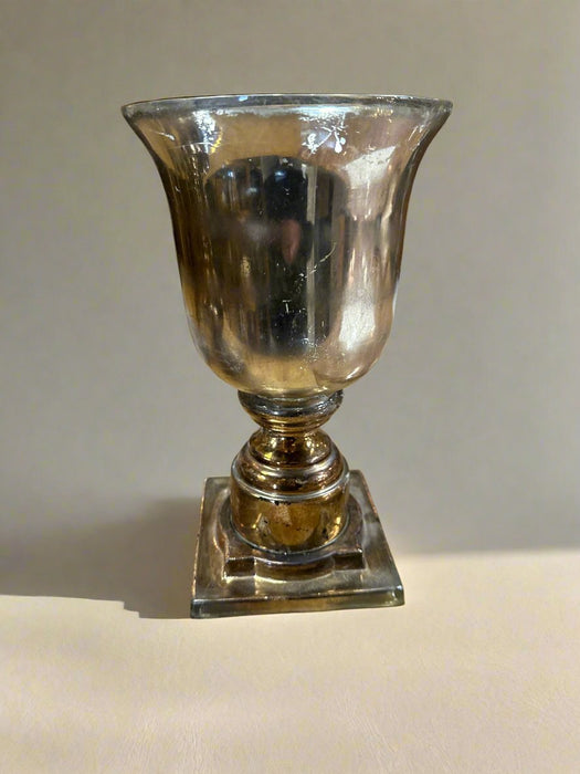 SINGLE SILVER GLASS FOOTED VASE