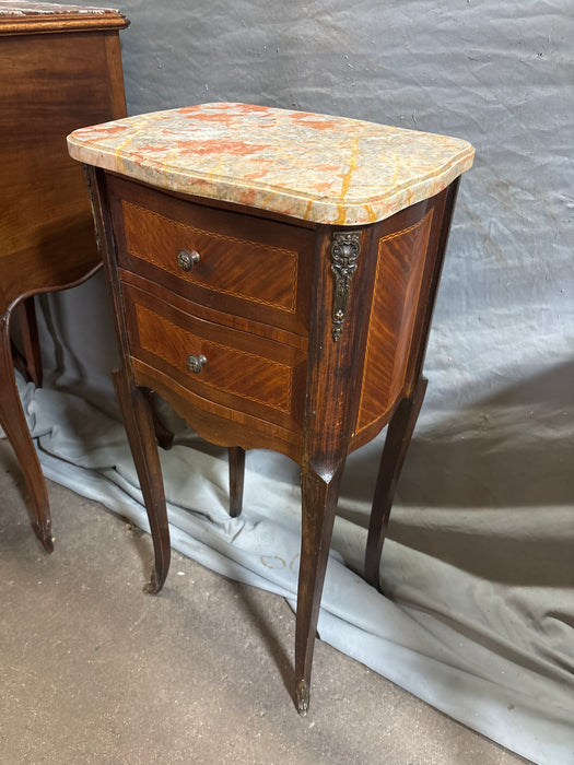 SMALL LOUIS XV MARBLE TOP MAHOGANY SIDE CABINET