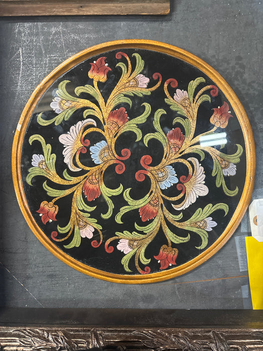 MEDIUM GOLD, GREEN AND RED PAINTED TRIVET
