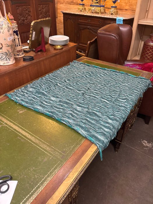 LARGE EARLY 1980S ITALIAN MISSONI FABRIC FROM NEIMAN MARCUS CYAN 1 OF 3