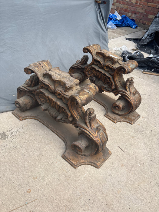 PAIR OF METAL ORNATE BASES