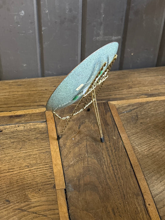 SMALL ENAMELED BLUE AND WHITE LILY PLATE - SIGNED ROBINSON