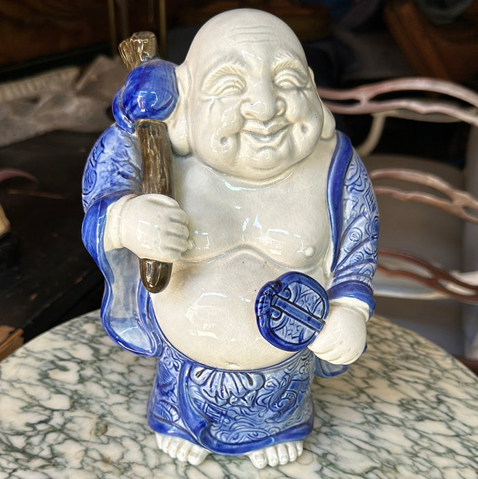 BLUE AND WHITE HAPPY BUDDHA