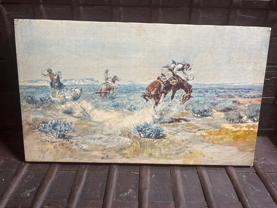 MEDIUM UNFRAMED GICLEE “WHEN ROPES FAIL” - SIGNED C. M. RUSSEL