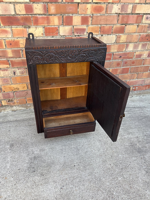 ART DECO BEVELED MIRROR OAK WALL CABINET