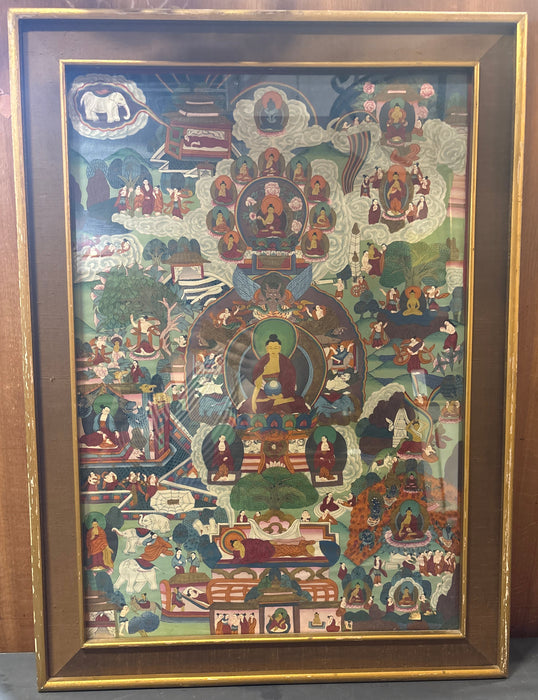 ANTIQUE GOLD FRAMED THANKGKA PAINTING