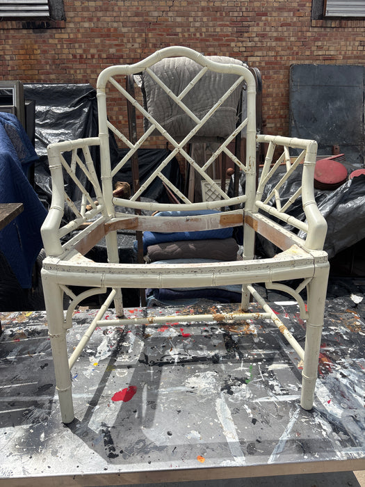 WHITE FAUX BAMBOO CHAIR FRAME